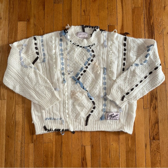 LINGUA FRANCA Jade Cable Knit Crewneck Sweater Alpaca Wool Size 2X - Picture 7 of 13